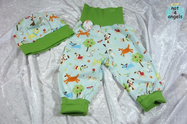 Mitwachshose Hunde auf mint Gr. 68 - 74