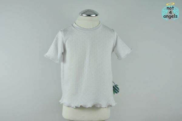 T-Shirt uni weiß mit Wellensaum Gr. 116