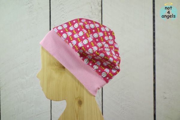 Mütze Blumen auf pink