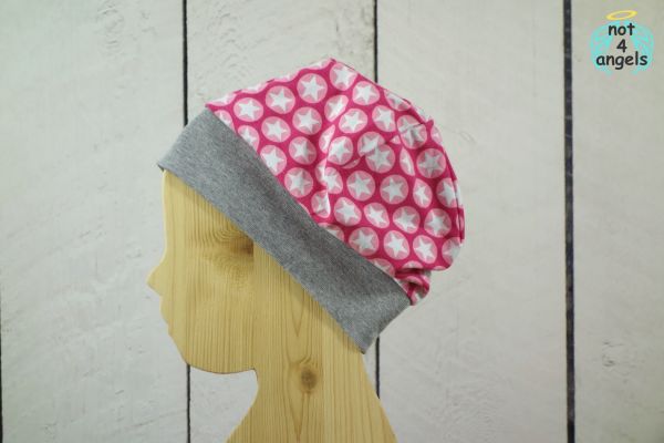 Mütze Sterne im Kreis pink