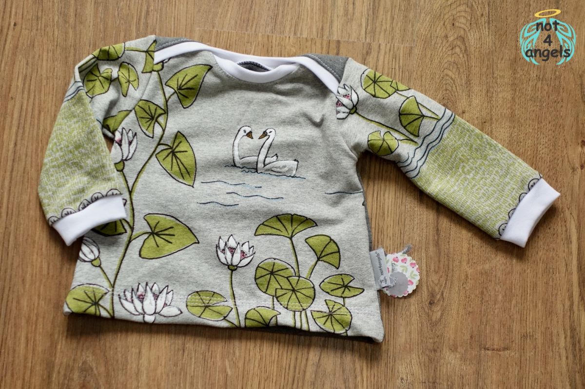 Baby-Hemdchen Schwäne auf grau Gr. 56-62