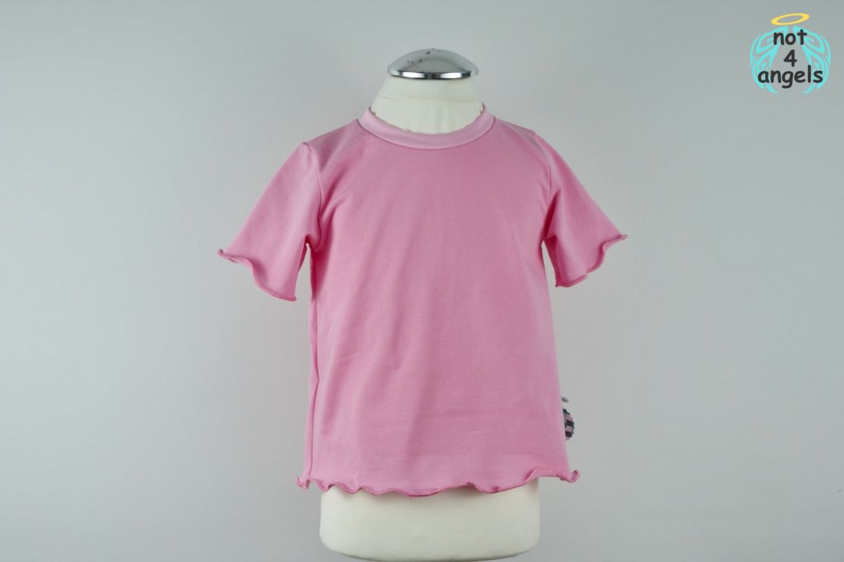 T-Shirt uni rosa mit Wellensaum Gr. 92