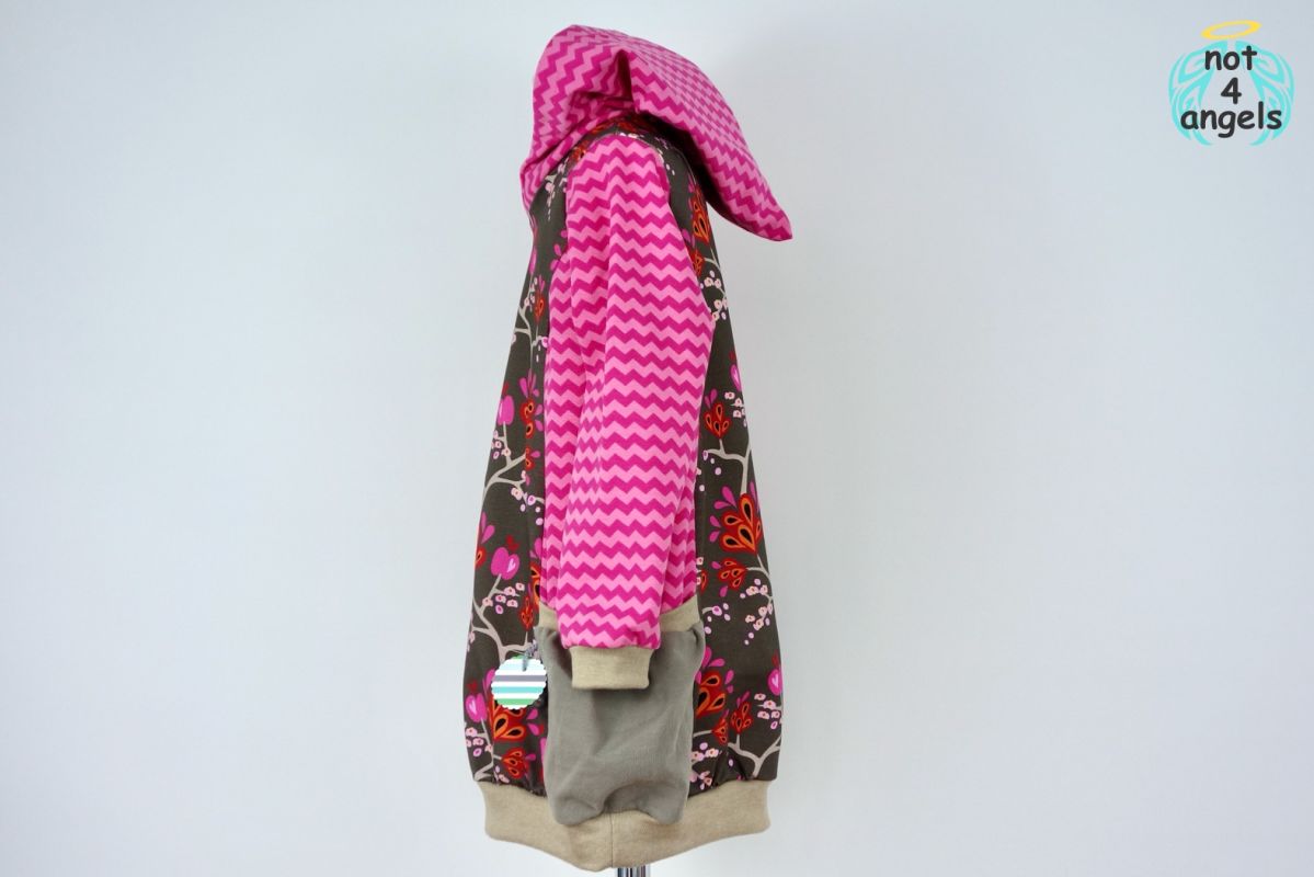 Kaputzen-Kleid Herzblumen auf braun Gr. 98