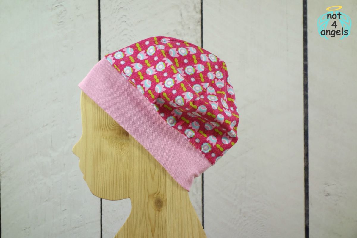 Mütze Blumen auf pink