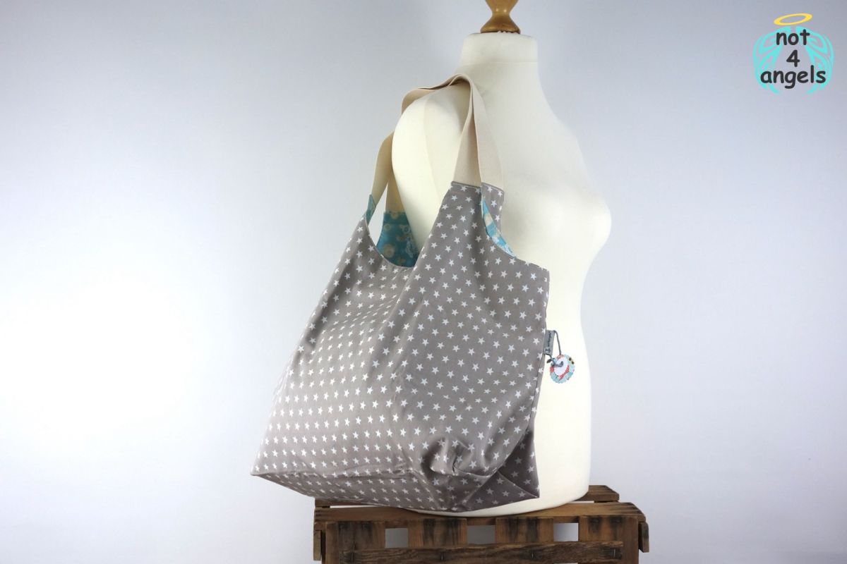 Einkaufsbeutel Sterne auf beige