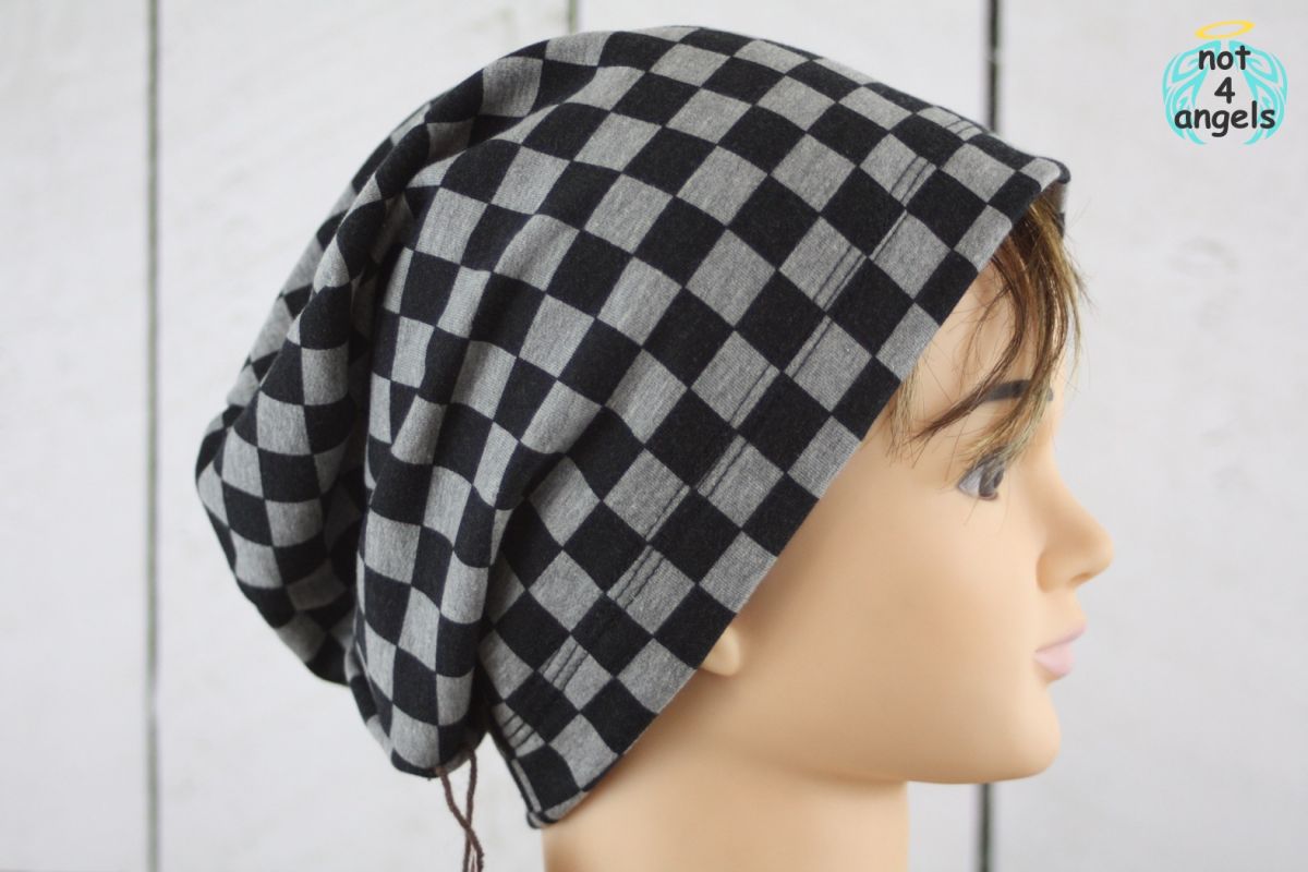 Beanie Checkers schwarz-grau Erwachsene