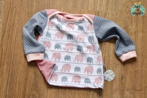 Baby-Hemdchen Elefanten rosa-grau Gr. 56-62