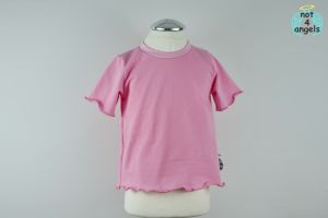 T-Shirt uni rosa mit Wellensaum Gr. 80