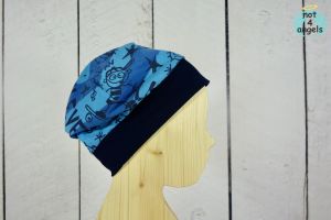 Mütze Strichmännchen auf dicken blauen Streifen