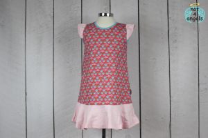 Volant-Kleid mit Flügelärmchen Blümchen pink Gr. 110