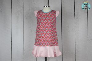 Volant-Kleid mit Flügelärmchen Blümchen pink Gr. 98