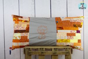 Kissenbezug Patch-Streifen orange mit grauem Einsatz 40 x 80