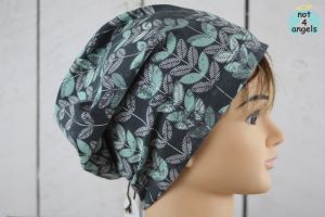 Beanie Blätter mint auf anthrazit Teenies